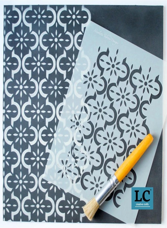 LC Creative Crafts استنسل تصميم جداري بنمط الزهور الهندسية من إل سي كرييتيف كرافتس | استنسل جداري بنمط مغربي حديث | استنسل جداري بتصميم زهور عرقية (20 بوصة × 28 بوصة) -LC000354 (GEO01) - Image 5